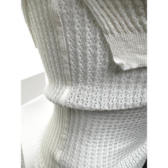 Alexander Wang NWOT White Knit Finely Ribbed smock detail Turtleneck Size M - Picture 12 of 15